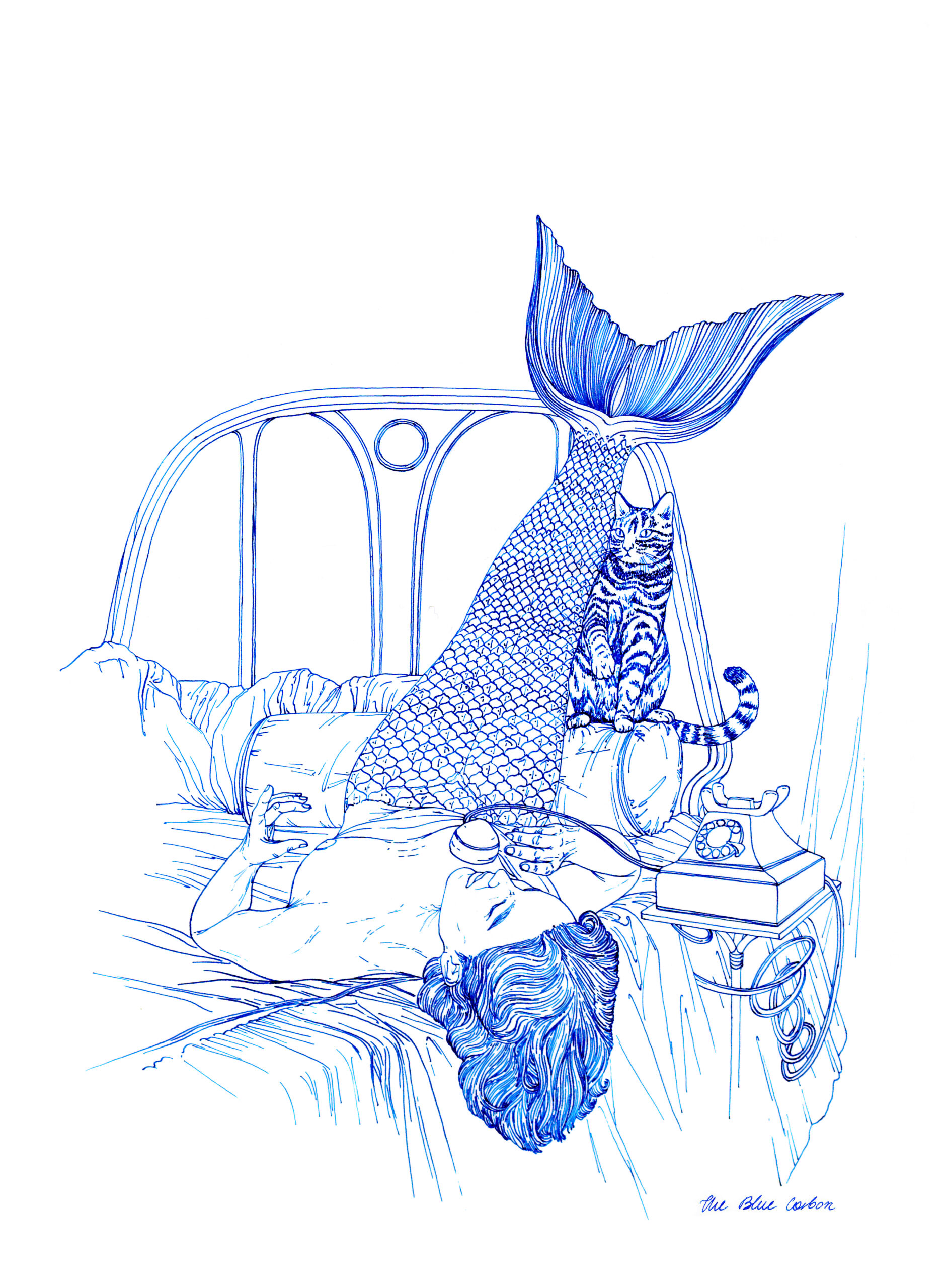 The-Blue-Carbon-wspolczesna-syrena-rysunek-tusz (4)